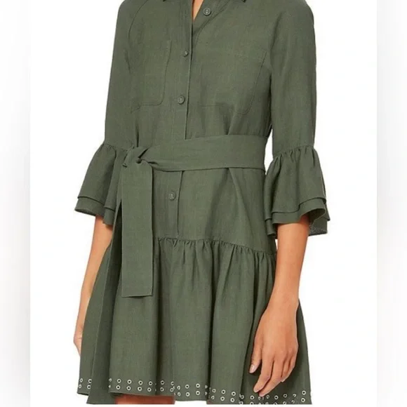Derek Lam 10 Crosby Olive Green Grommet Hem Mini Dress sz 4 - Picture 3 of 14